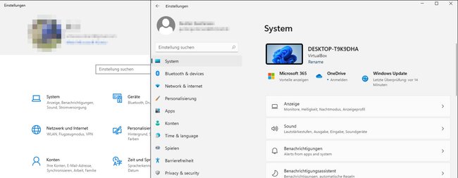 Die Einstellungen sind in Windows 11 übersichtlicher (rechts). Bild: GIGA