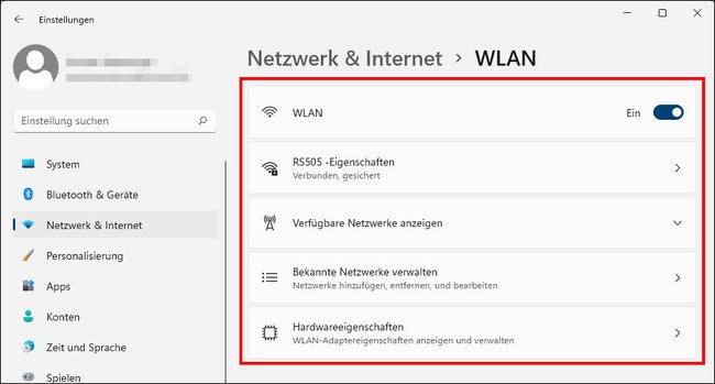 Hier könnt ihr das WLAN wechseln oder Einstellungen ändern. Bild: GIGA