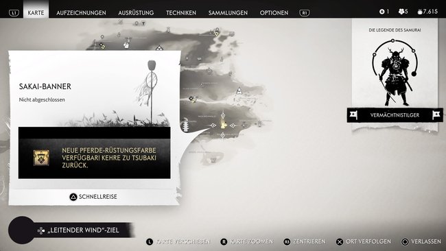 Bringt die Banner zu diesem NPC auf der Karte (Ghost of Tsushima).