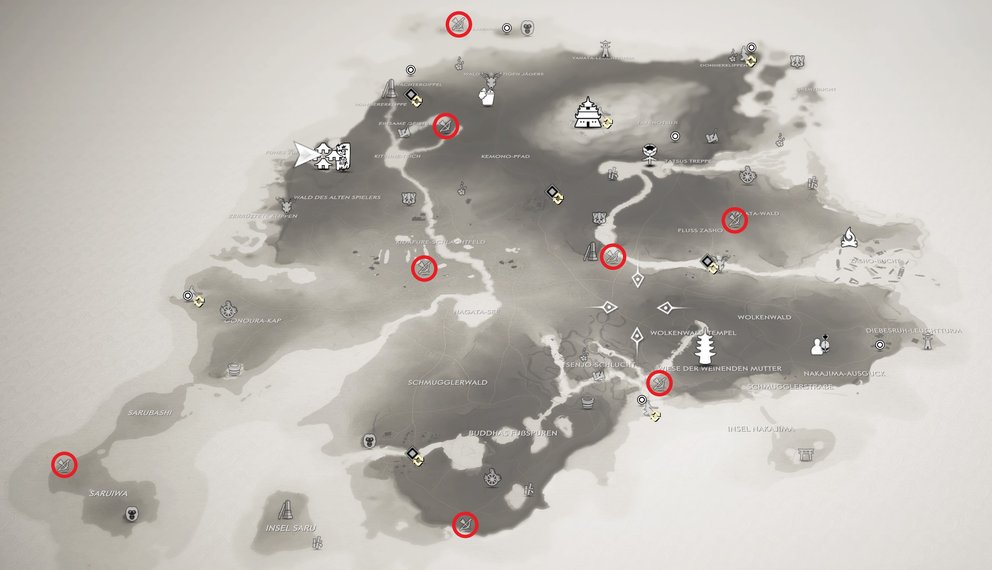 Locations of all 8 bow challenges on Iki (Ghost of Tsushima).