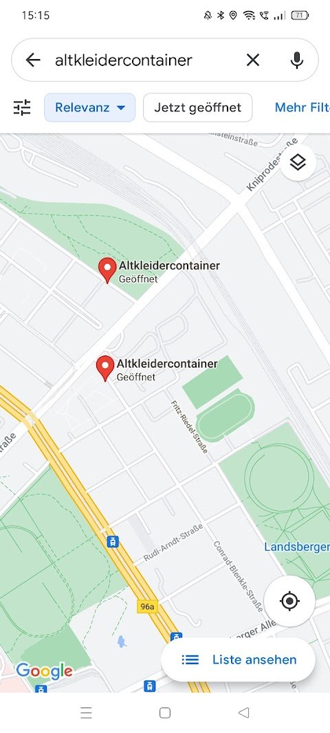 Wo ist der nächste Altkleidercontainer in meiner Nähe?