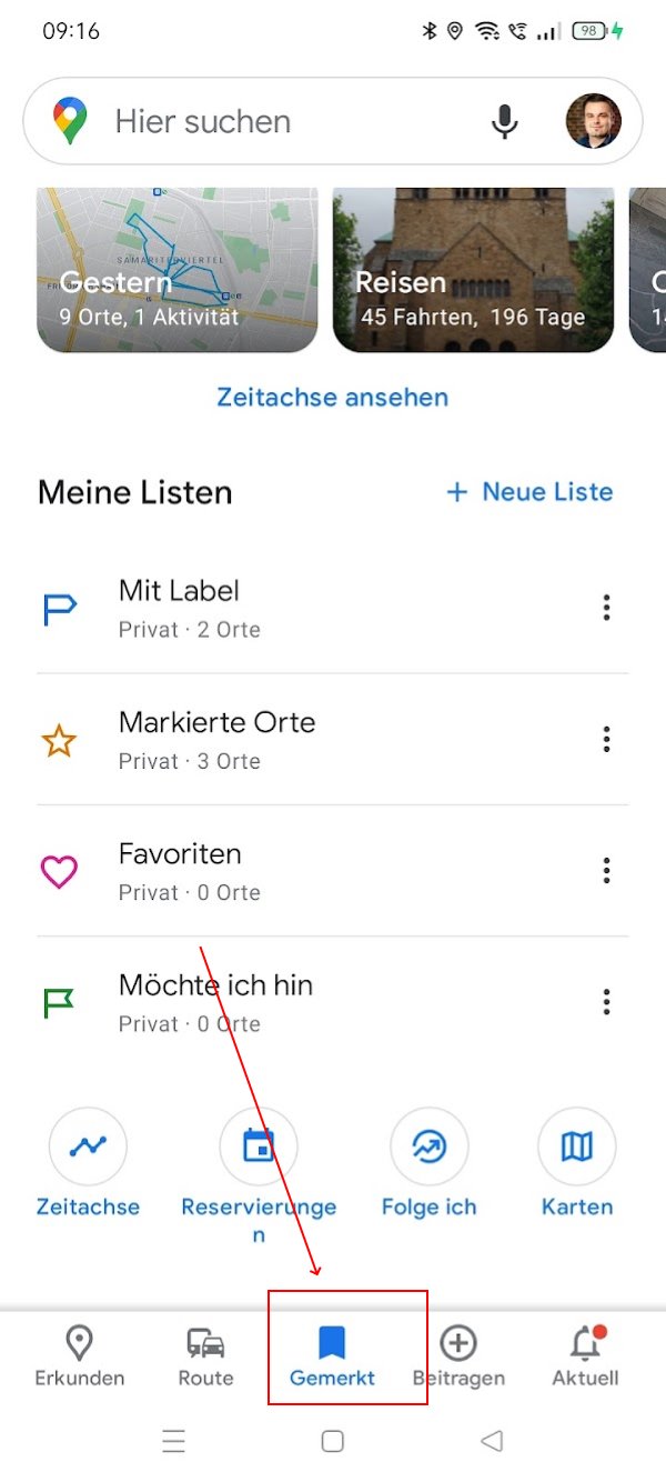 Google Maps GPXDatei importieren