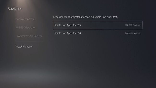 Ihr könnt den Standard-Installationsort für PS4- und PS5-Spiele separat festlegen.