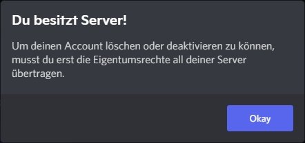 Discord Account loeschen nicht moeglich