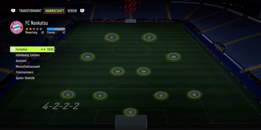 DIe ZOMs in der Formation 4 - 2 - 2 - 2 in FIFA 22 sollten mit Flügelspielern besetzt sein.