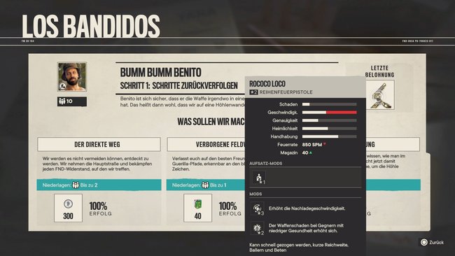 Die einzigartige Waffe "Rococo Loco" bekommt ihr für diesen Bandidos-Einsatz (Far Cry 6).