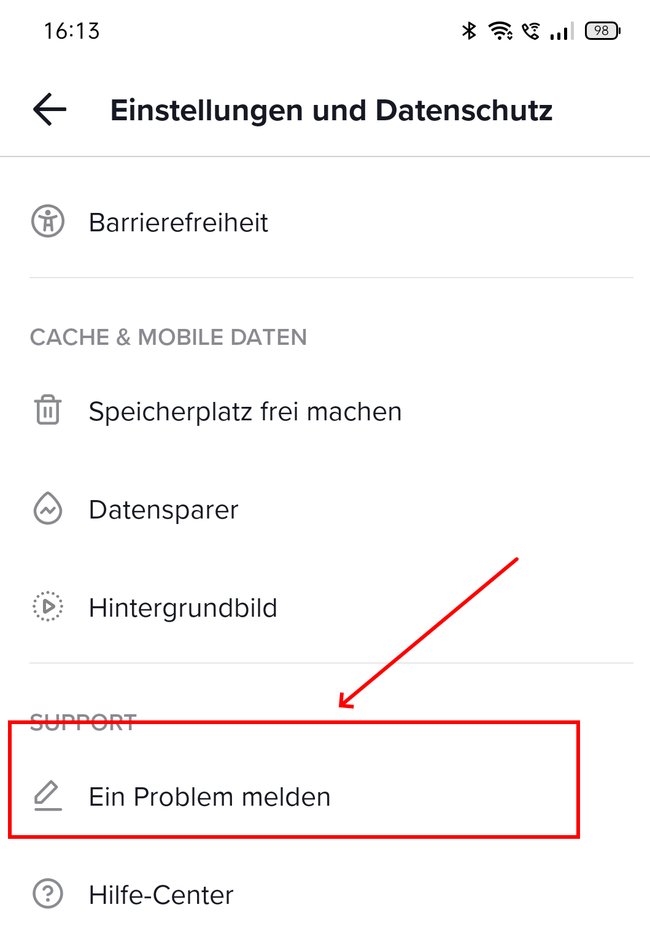 tiktok-problem-melden