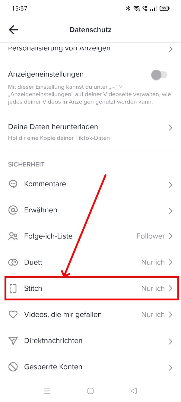 tiktok-stitch-deaktivieren