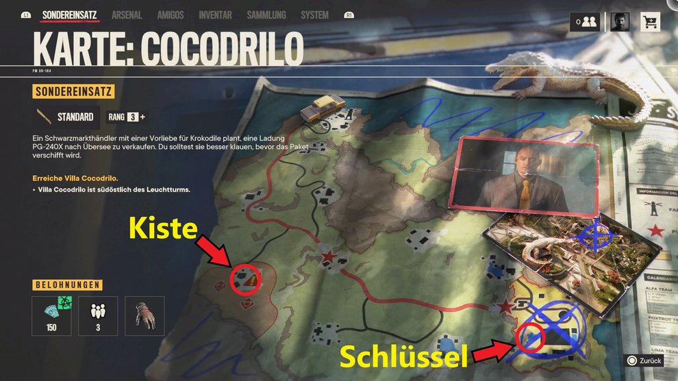 Fundort von Schlüssel und Kiste im Sondereinsatz Cocodrilo (Far Cry 6).