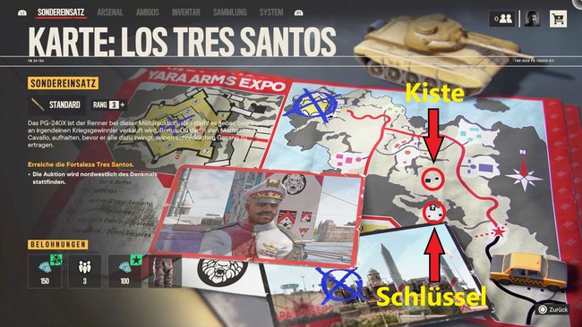 Fundort von Schlüssel und Kiste im Sondereinsatz Los Tres Santos (Far Cry 6).