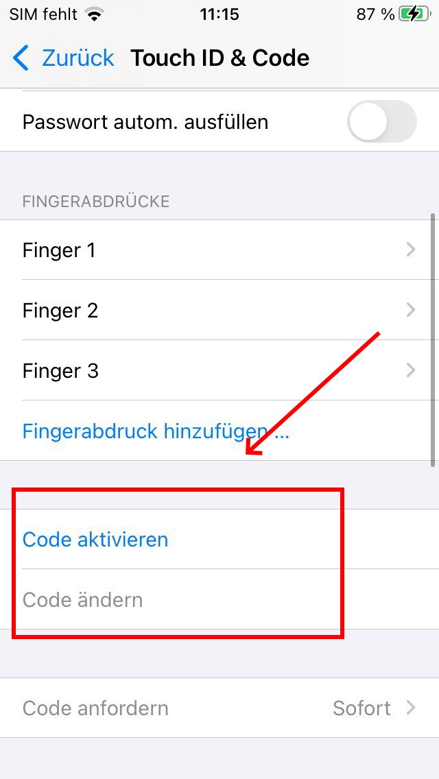 ios-sperrbildschirm-code