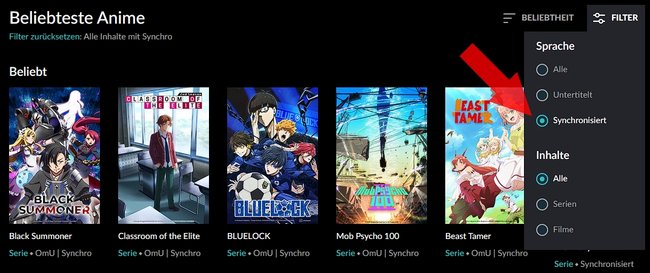 Crunchyroll Synchronisiert Filter