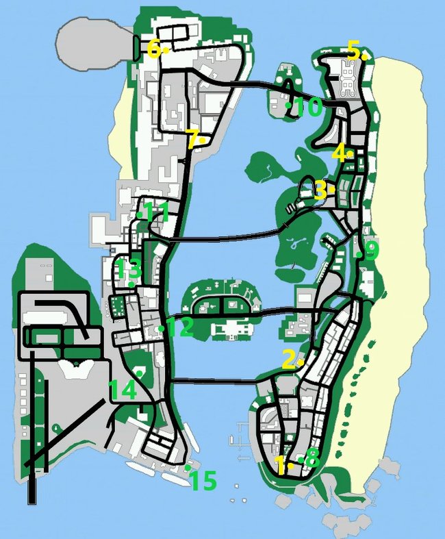 Fundorte aller Immobilien & Häuser in GTA Vice City.