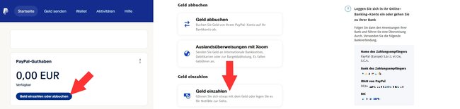 PayPal Geld einzahlen