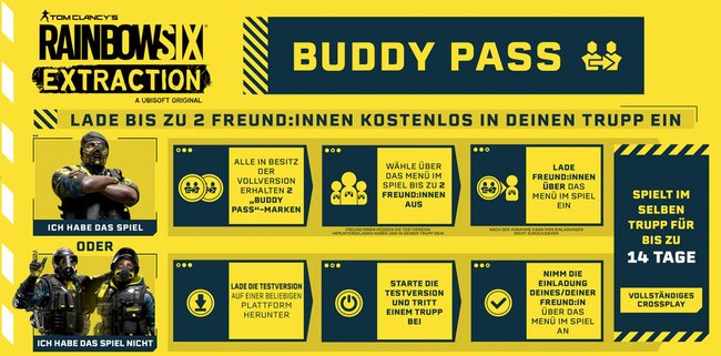 So funktioniert der Buddy Pass in Rainbow Six Extraction. (Bildquelle: Ubisoft)