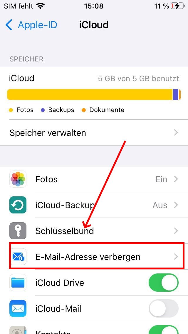 iphone-e-mail-verbergen