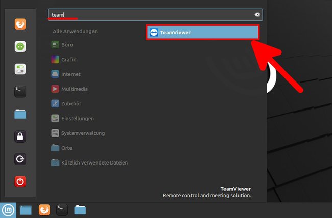Hier öffnet ihr TeamViewer in Linux Mint. Bild: GIGA