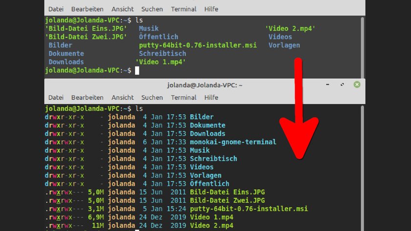 Das Terminal und der LS-Befehl lassen sich ordentlich verbessern. Bild: GIGA