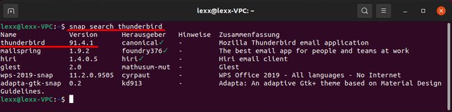 Thunderbird kann auch als Snap-Paket installiert werden. Bild: GIGA