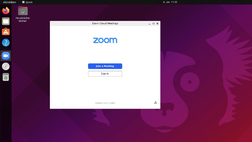 Zoom funktioniert in Ubuntu. Bild: GIGA