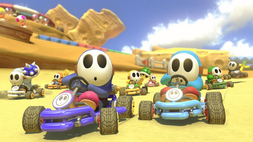 Zwei Shy-Guys in Mario Kart 8
