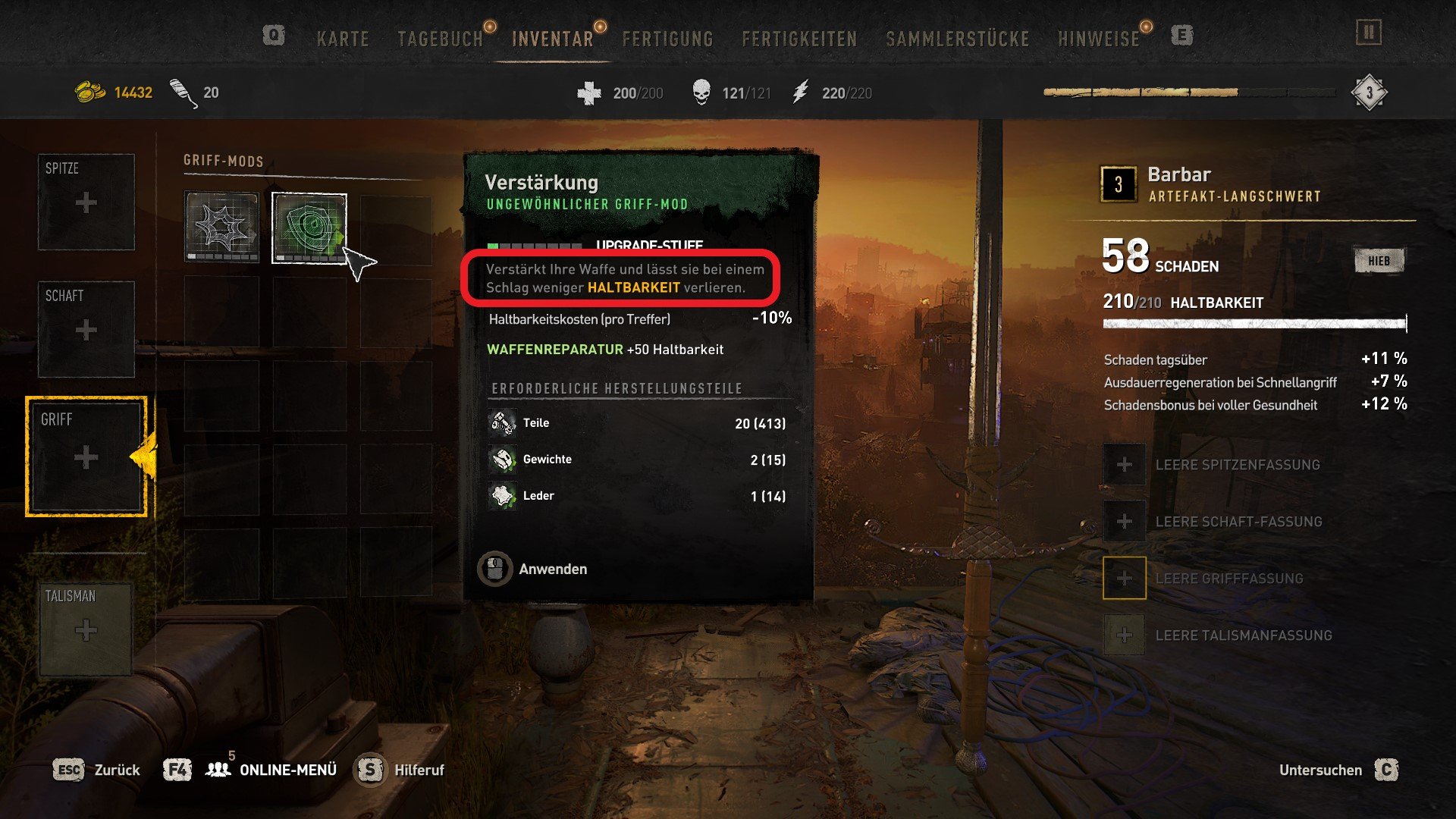 Dying Light 2 Finden Sie Den Verschollenen Lieferanten Dying Light 2: Waffen reparieren & Haltbarkeit erhöhen (Korek-Talisman)