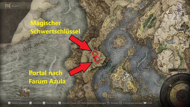 Nutzt das Portal, um nach Farum Azula zu gelangen (Elden Ring).