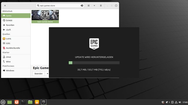Der „Epic Games Store“ installiert beim ersten Start vermutlich Updates. Bild: GIGA