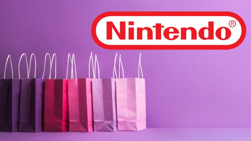 Zu sehen ist das Nintendo-Logo und ein paar Einkaufstüten.