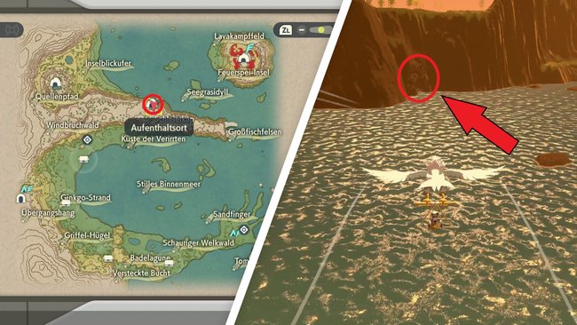 Betretet die kleine Meeresgrotte an der Küste vom Schleierkap (Pokémon-Legenden: Arceus).