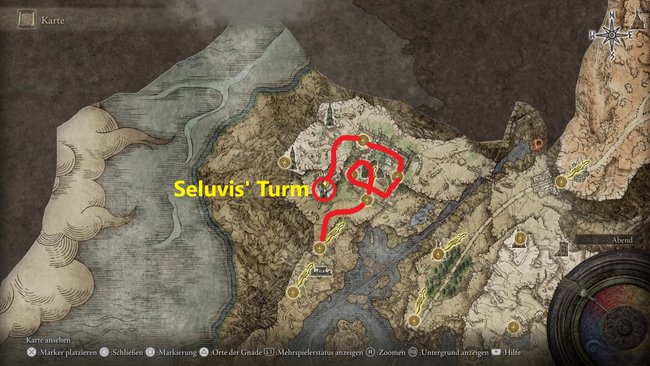 Standort von Seluvis' Turm in Liurnia (Quelle: Screenshot GIGA).