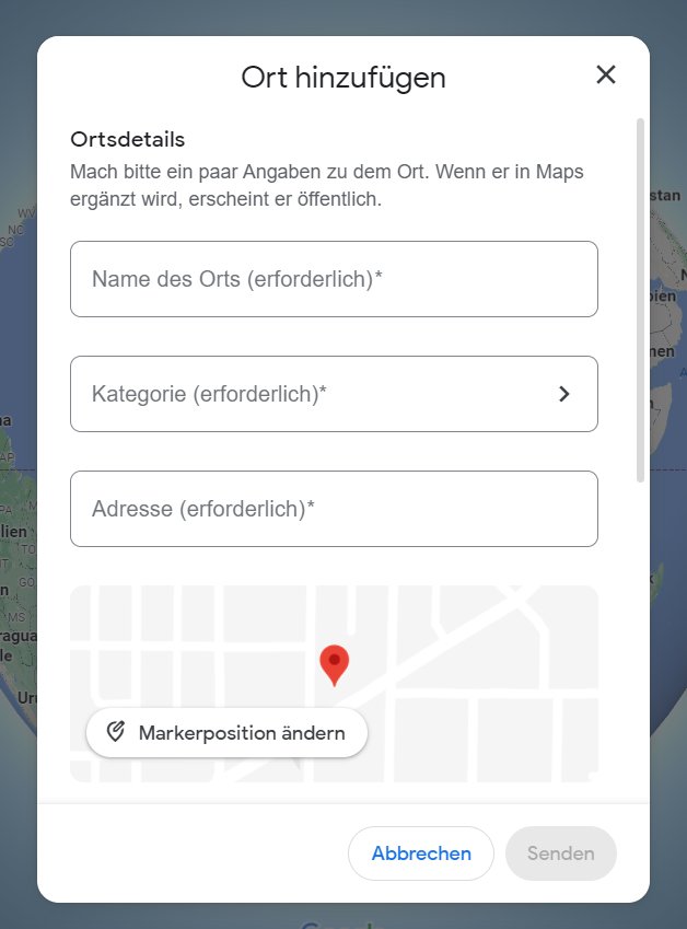 Google Maps neuer Ort