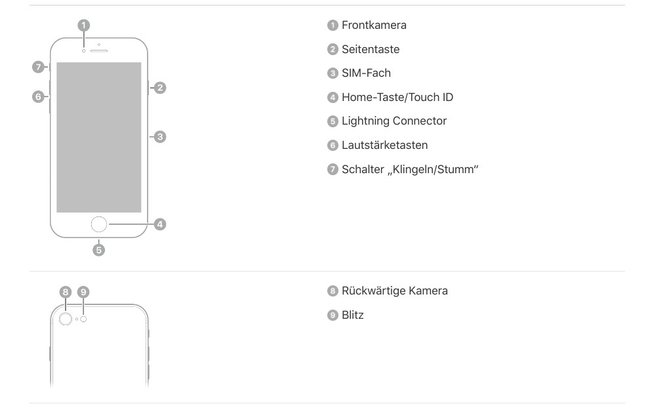 Alle Bedienungselemente des iPhone SE 3 erklärt. (Bild: Apple)