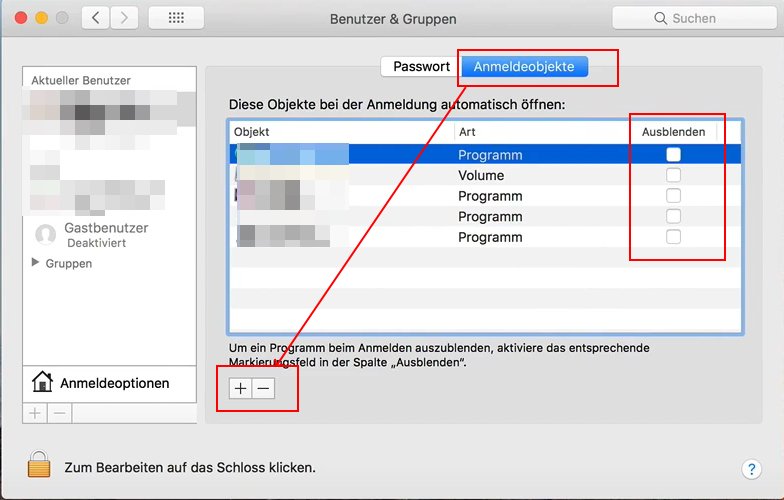Mac AutostartProgramme entfernen & hinzufügen