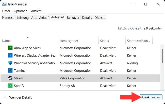 Windows Autostart Deaktivieren Task-Manager