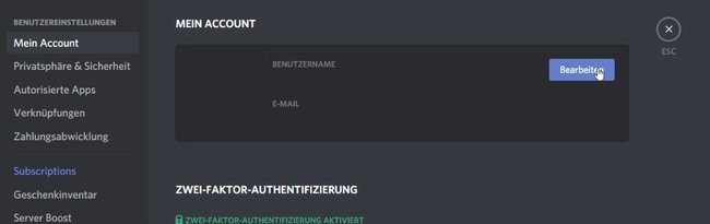 Discord Namen ändern