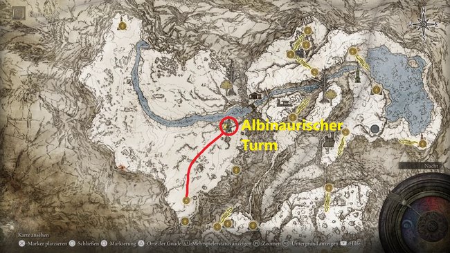 Standort vom Albinaurischen Turm in Elden Ring (Quelle: Screenshot GIGA).