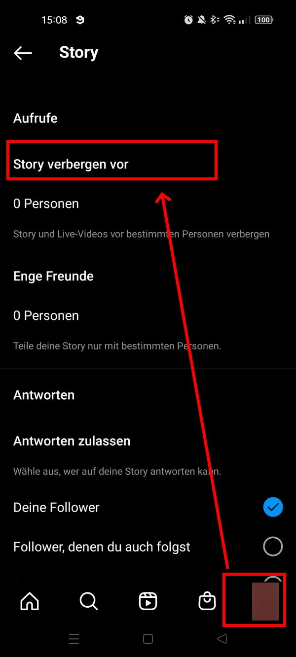 Instagram Story verstecken