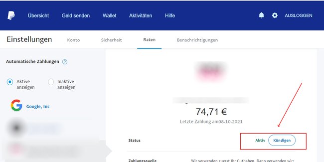 PayPal Abbuchung