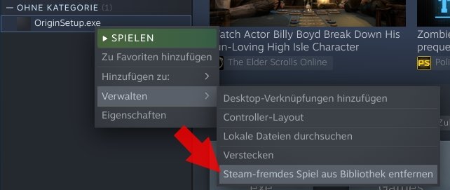 Steam Deck Bibliothek Spiel entfernen q_giga