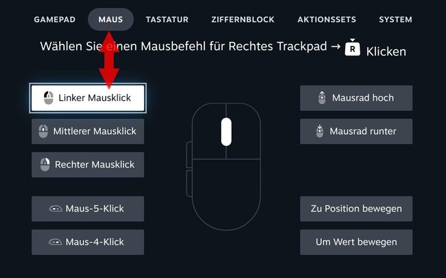 Steam Deck Controller anpassen Trackpad Maus q_giga