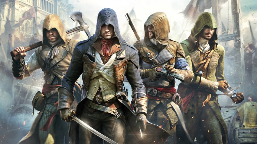 Charaktere aus dem Assassin's-Creed-Franchise.
