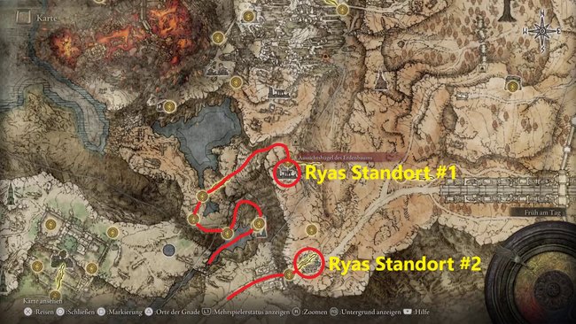 Je nachdem, auf welche Art ihr das erste Mal das Altus-Plateau erreicht habt, steht Rya an einem von zwei unterschiedlichen Orten (Quelle: Screenshot GIGA).