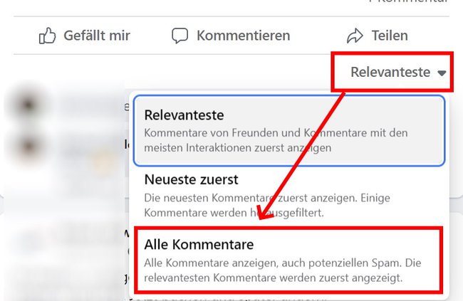 Facebook alle Kommentare