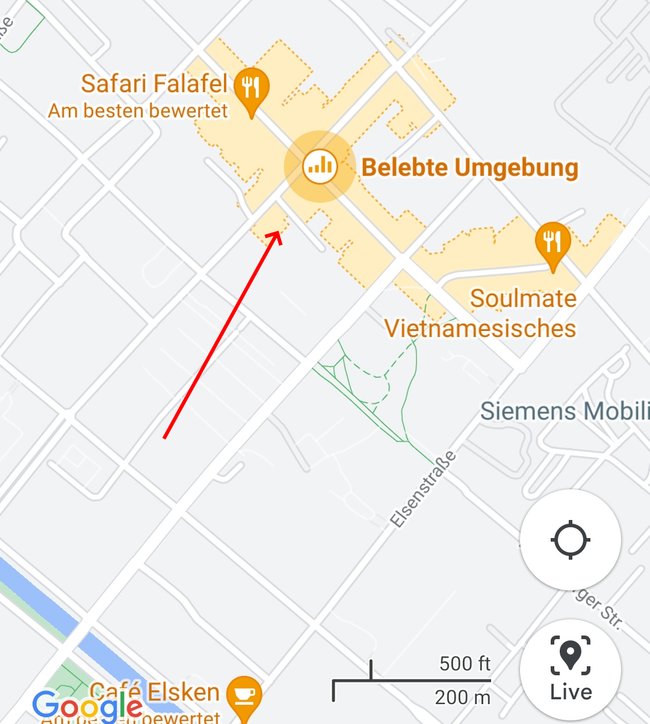 Google Maps belebte Umgebung