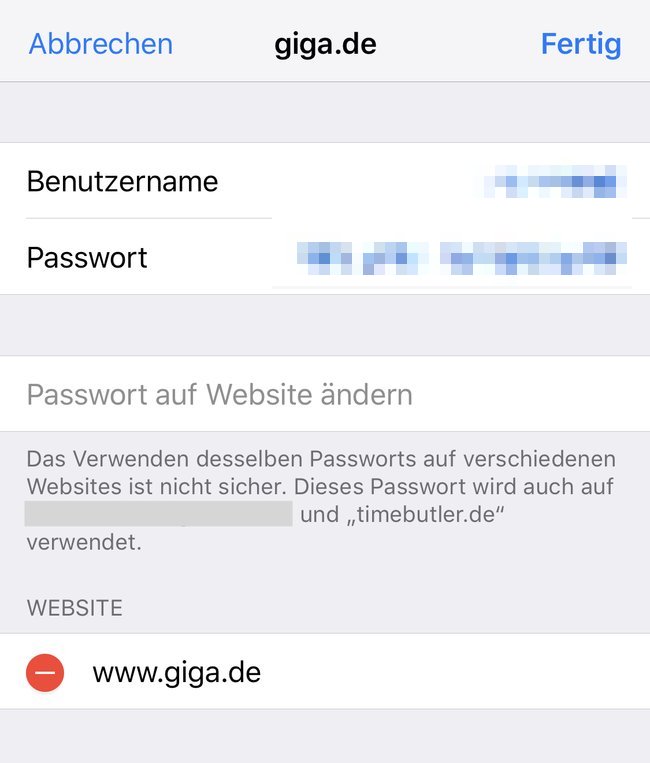 iPhone Passwort Manager