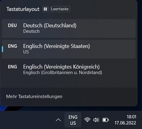 Amerikanische Tastaturbelegung umstellen Windows 11