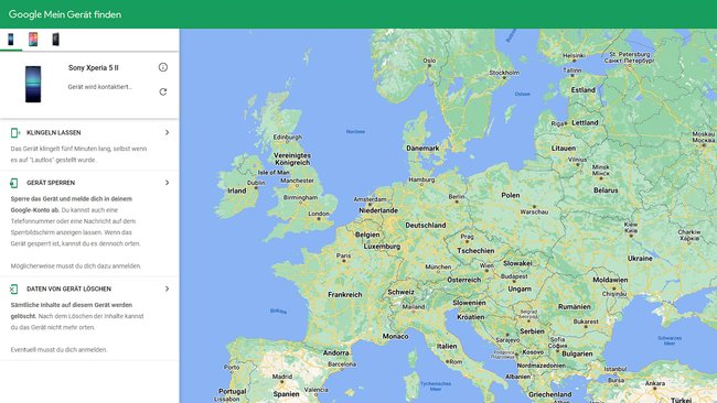 Google Mein Geraet finden Handy verloren gestohlen