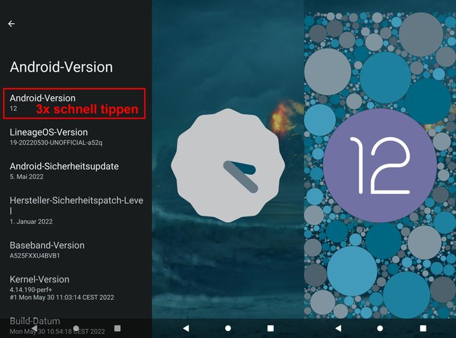 So öffnet ihr das Easter-Egg in Android 12. (Bildquelle: GIGA)