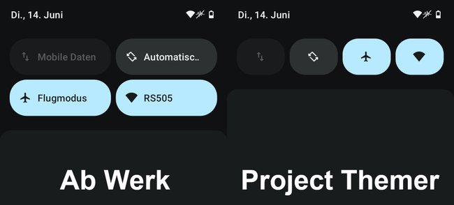 „Project Themer“ ändert die Optik der Schnelleinstellungen. (Bildquelle: GIGA)